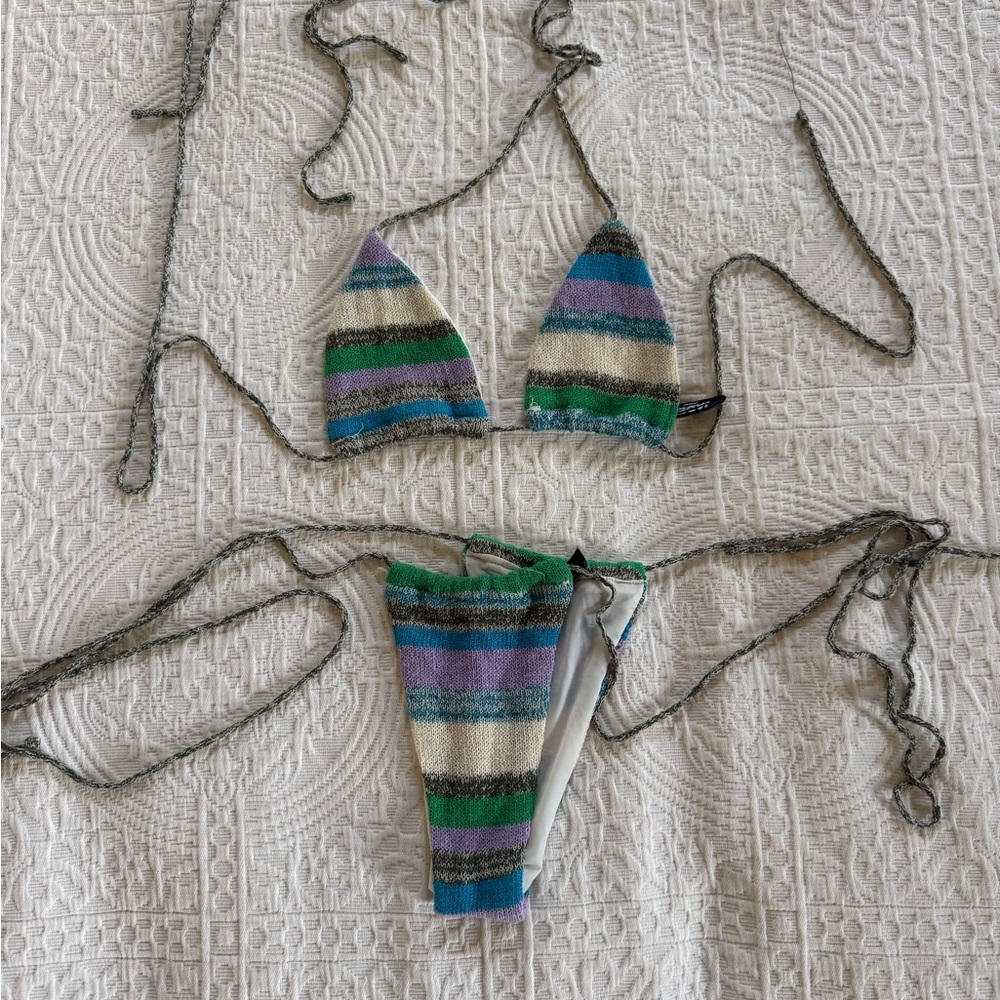 Jaded London Knit Striped
Tie Side Bikini Bathing Suit XS